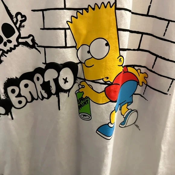 NWOT El Barto BART Simpson White Graphic T-Shirt with Cartoon Design - Picture 3 of 10